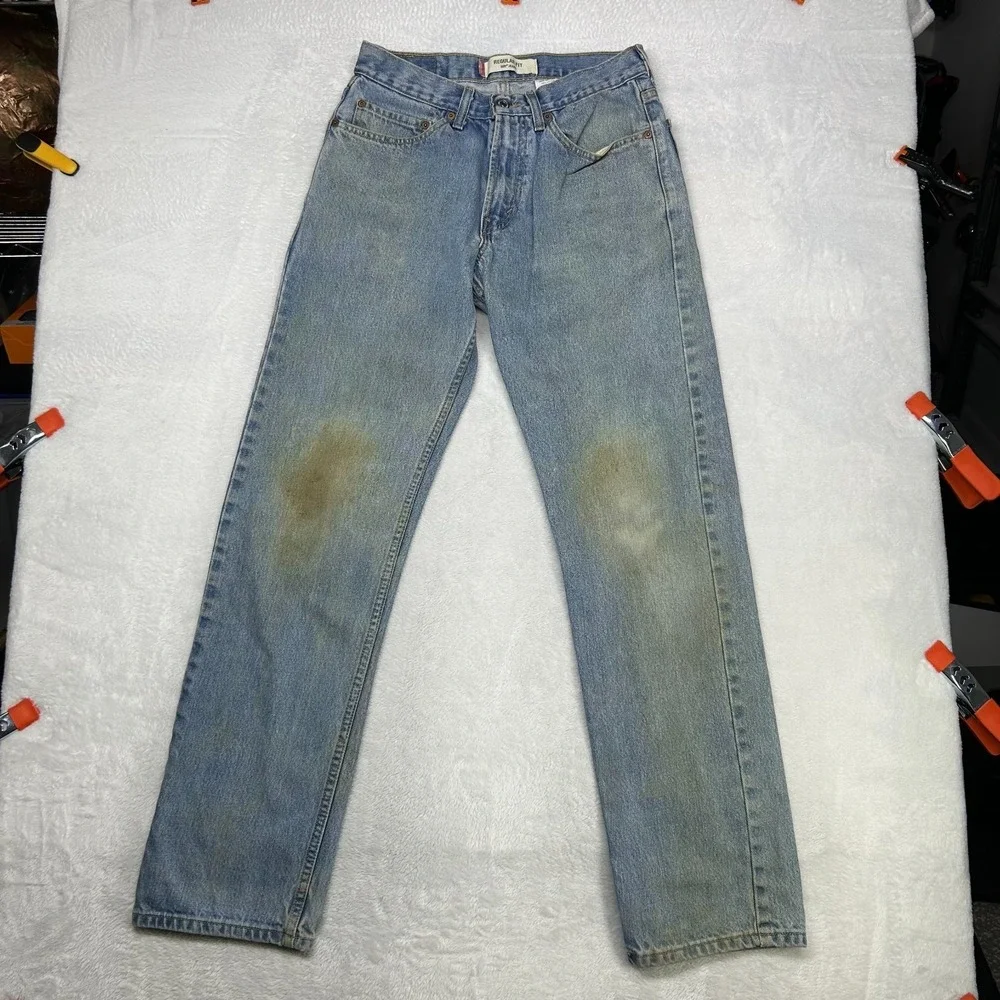 Levi's 505 Jeans Men's‎ Blue Denim Pockets Regular Fit Straight Zip Fly - 28X33